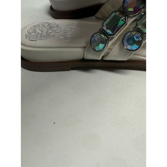 VINCE CAMUTO AMBRIDIL LADIES SIZE 8,5 LEATHER WHITE SANDALS SHOES TOE LOOP - Picture 6 of 9